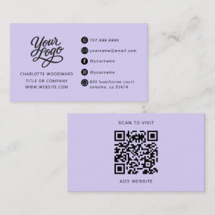Cartão De Visita Código QR do Logotipo de Lavanda Profissional
