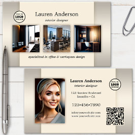Cartão De Visita Código QR do Logotipo do Portfólio Designer de Int