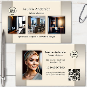 Cartão De Visita Código QR do Logotipo do Portfólio Designer de Int