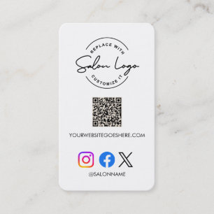 Cartão De Visita Código QR do Logotipo do Salão Personalizado Marke