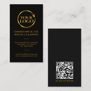 Cartão De Visita Código QR do Logotipo do Serviço de Limpeza