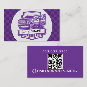 Cartão De Visita Código QR do logotipo dos Serviços de Reboque Retr