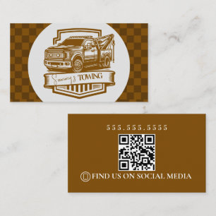 Cartão De Visita Código QR do logotipo dos Serviços de Reboque Retr
