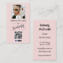 Código QR do Logotipo em Script Rosa Bege Foto Maq