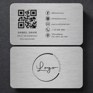 Cartão De Visita Código QR do Logotipo Metálico da Empresa