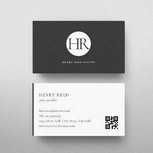 Cartão De Visita Código QR do logotipo monograma clássico