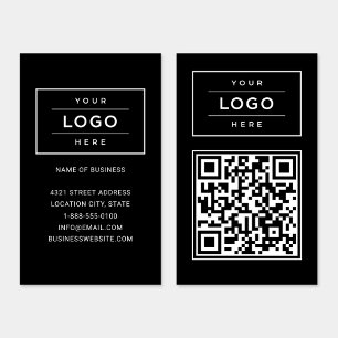 Cartão De Visita Código QR do Logotipo Negro Personalizado Moderno 