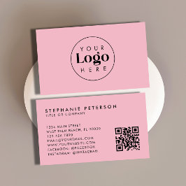 Cartão De Visita Código QR do Logotipo Personalizado Feminino Rosa