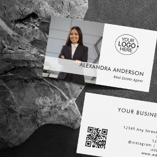 Cartão De Visita Código QR do logotipo profissional mínimo de busin