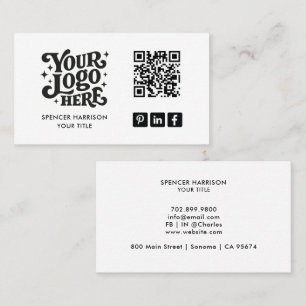Cartão De Visita Código QR do Logotipo Retro