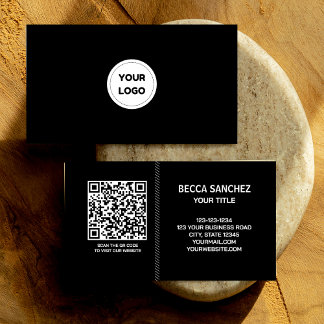 Cartão De Visita Código QR do logotipo simples mínimo moderno de De