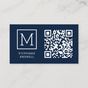 Cartão De Visita Código QR do marinho Logotipo mínimo Profissional