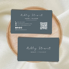 Cartão De Visita Código Qr do Marinho profissional de tendências mi