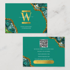 Cartão De Visita Código QR do Monograma de Geodo de Agitação Dourad