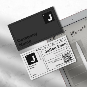 Cartão De Visita Código QR do Monograma de Tipografia em Negrito Mo