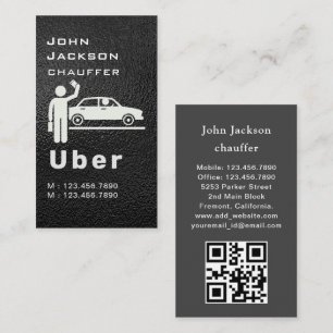 Cartão De Visita Código QR do Motorista de Táxi/Chauffeur Elegante 