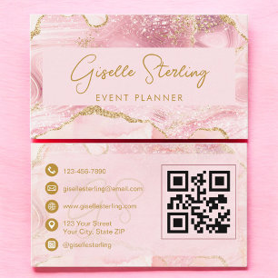 Cartão De Visita Código QR do Organizador de Eventos em Ágata Rosa 