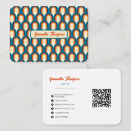 Cartão De Visita Código QR do Padrão do Arco Arco Retroativo Colori