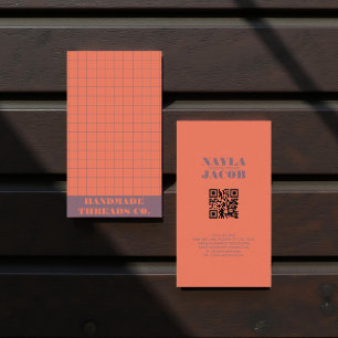 Cartão De Visita Código QR do Padrão Verificado de Coral Vermelho M