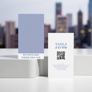 Cartão De Visita Código QR do Padrão Verificado Roxo Moderno