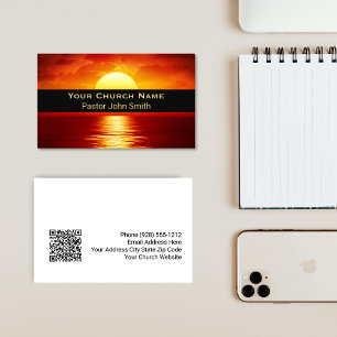 Cartão De Visita Código QR do Pastor da Igreja de Reflexão da Bola