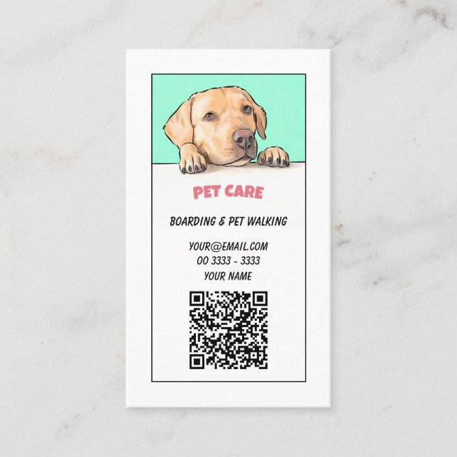 Cartão De Visita Código QR do Pet Care (Frente)