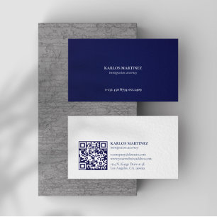 Cartão De Visita Código QR do Procurador de Imigração Azul e Branco