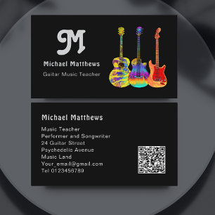 Cartão De Visita Código QR do professor de guitarra personalizado