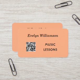 Cartão De Visita Código QR do Professor de Música Estiloso Pêssego
