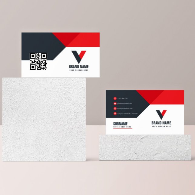 Cartão De Visita Código Qr do Real Estate Red Drak (Criador carregado)