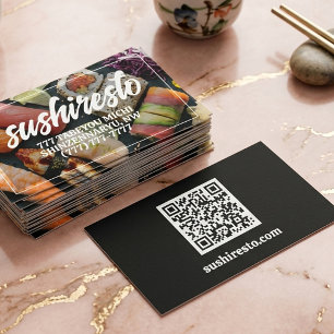 Cartão De Visita Código QR do restaurante asiático de fotos elegant