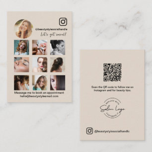 Cartão De Visita Código QR do salão de beleza do grid do Instagram 