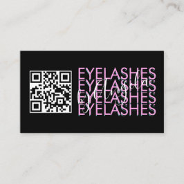 Cartão De Visita Código QR do Salão de Cílios Rosa Preto Script