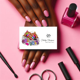 Cartão De Visita Código QR do Salão de Manicure Afro-Americano Rosa
