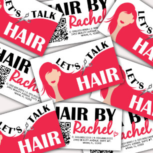 Cartão De Visita Código QR do Salão do Cabelo do Modelo Rosa do Cab