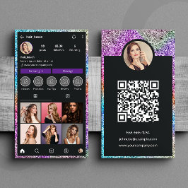 Cartão De Visita Código QR do Salão do Instagram da Glitter Moderna