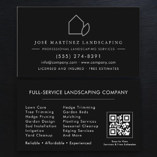 Cartão De Visita Código QR do Serviço de Jardim Elegante Paisagismo