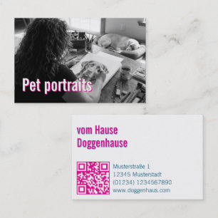 Cartão De Visita Código QR do Serviço de Retratos de Animais de Est