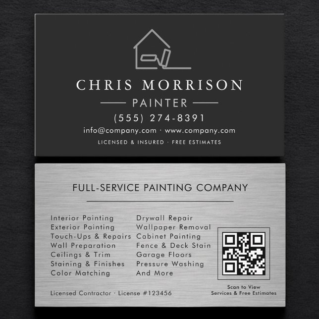 Cartão De Visita Código QR do Serviço Profissional de Pintura (Criador carregado)