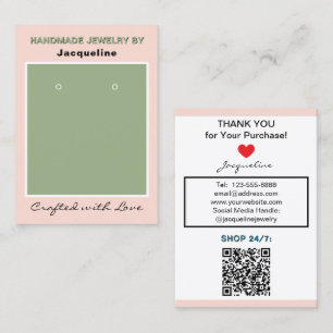 Cartão De Visita Código QR do Site de Brincos de Joias Verde Blush