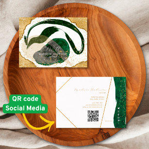 Cartão De Visita Código QR do Site de Negócios em Verde Esmeralda B
