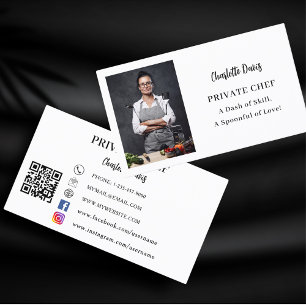 Cartão De Visita Código QR do slogan de foto de chef privado