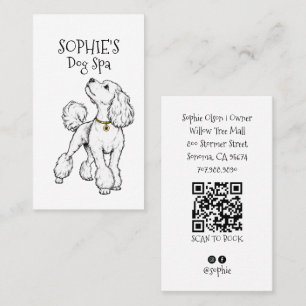 Cartão De Visita Código QR do Spa de Embelezamento de Cachorro Fofo