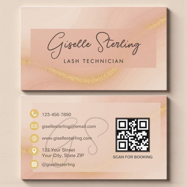 Cartão De Visita Código QR do Técnico de Cílios em Aquarela (Criador carregado)
