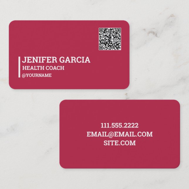 Cartão De Visita Código QR do Treinador de Integridade (Frente/Verso)
