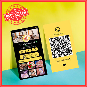 Cartão De Visita Código QR do WhatsApp   Salão de Unhas Moderno Ama