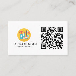 Cartão De Visita Código QR dos Serviços de Limpeza Moderna Minimali