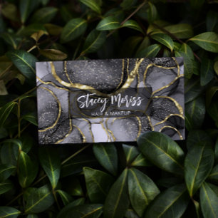 Cartão De Visita Código QR Dourado Preto e Branco da Gama Moderna