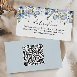 Cartão De Visita Código QR Dusty Blue WedDetails Enclosure Card