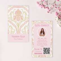 Código QR e Foto Floral Art Nouveau Rosa